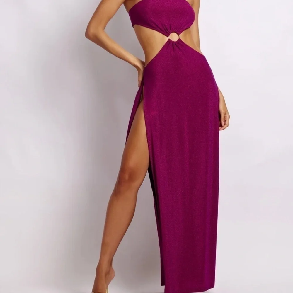 NWT Meshki Sierra Strapless Shimmer Dress XL Violet Shimmer